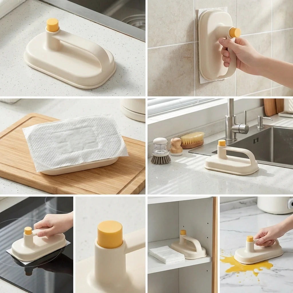 Disposable Magic Wipes Cleaning Brush with Handle