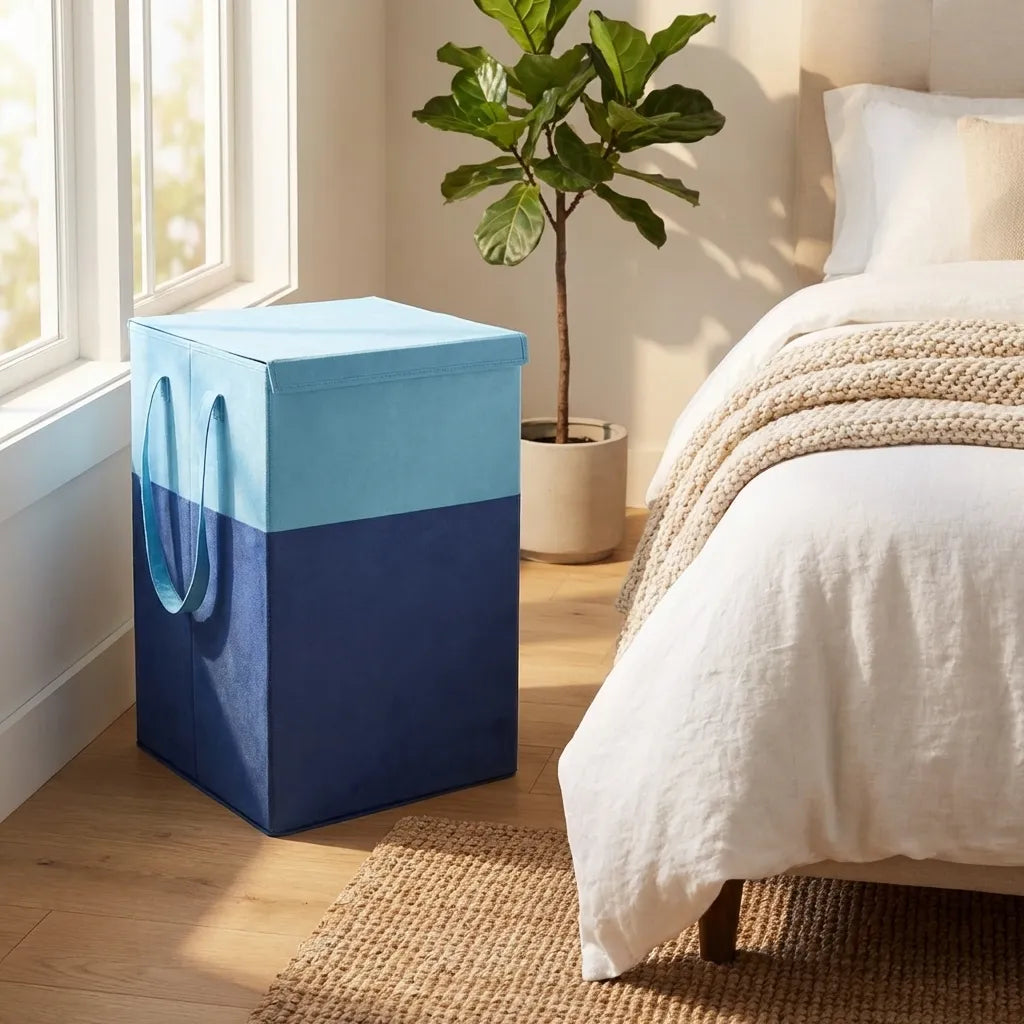Laundry Bag - Foldable Laundry Basket With Lid & Handle
